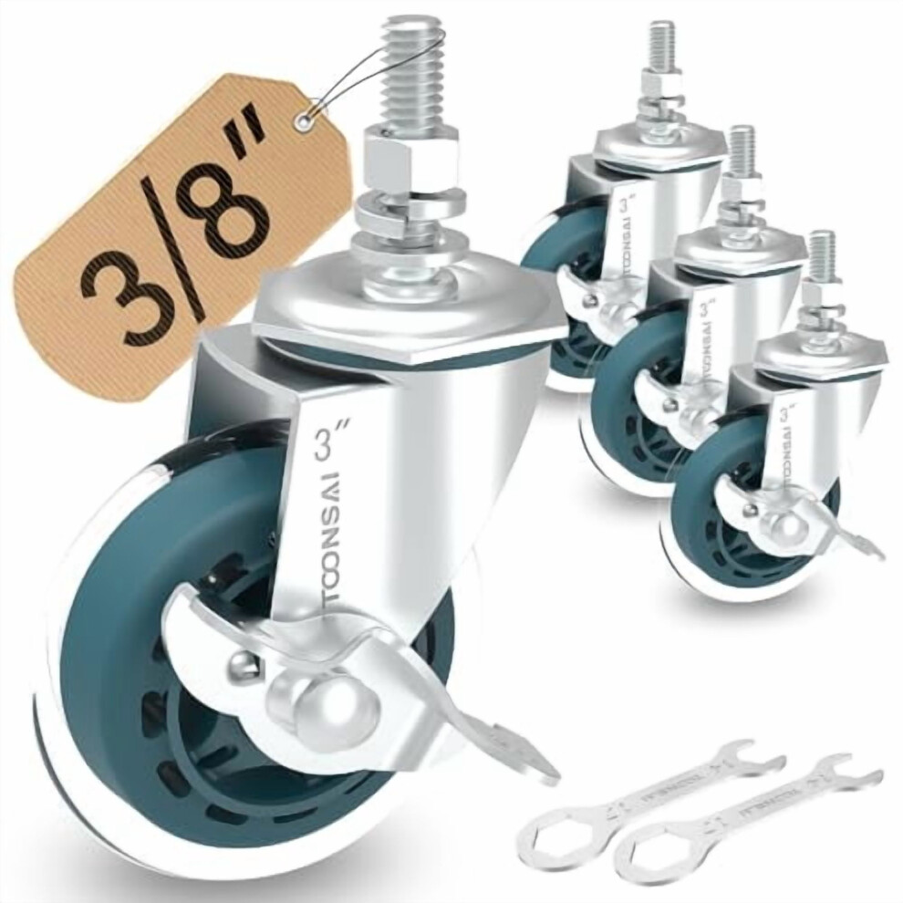 3-Inch Stem Caster Wheels Set Of 4 Heavy Duty 660 Lb 9132278189086