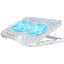 Laptop Cooling Pad with Adjustable Height Two 5.1 Inches Fan 2 USB Ports Suitable for 12"-15.6" Laptops(White)
