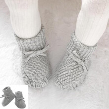 Babystrikkede sneakers med sløjfe, varme vintersko til småbørn