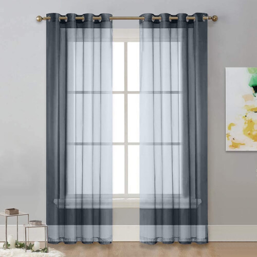 Pakke med 2 transparente polyestergardiner 132 x 173 cm