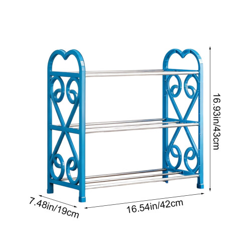 Πλαστική παπουτσοθήκη 3 επιπέδων 16,9"x16,5"x7,5", συμπαγής αεριζόμενος οργανωτής για 2
