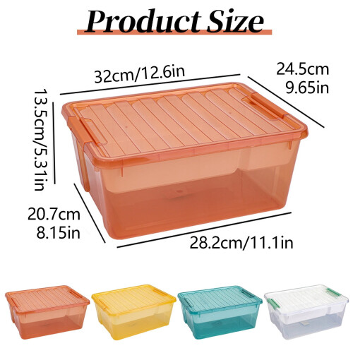 Clear Storage Boxes with Lids, Stackable BPA-Free Plastic Containers with Removable Tray – Yellow, Compatible with Home/Office/Dorm 2
