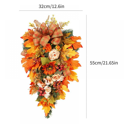 Couronne d'automne pour porte d'entrée 55 x 32 cm 1