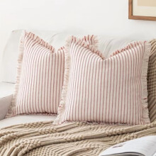 Housses de coussin à rayures bohèmes, 40 x 40 cm, lot de 2
