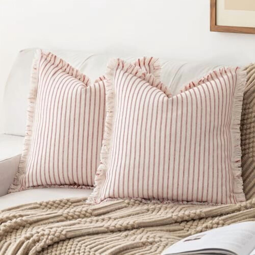 Μαξιλαροθήκες με ρίγες Boho 16x16 ίντσες, σετ 2 τεμαχίων