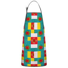 Floral Print Cotton Linen Apron with Pockets 33x27 Inch