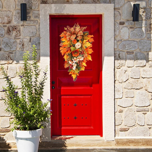 Couronne d'automne pour porte d'entrée 55 x 32 cm 2