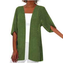 Cárdigan de manga 3/4 para mujer YanHoo, de lino, extragrande, ligero, para verano y otoño, cárdigan transparente, kimono, chaqueta tipo cárdigan