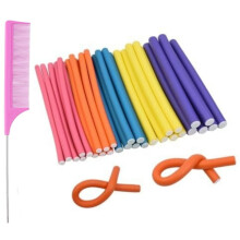 30-Pcs Flexible Rods Curlers Set (5 Sizes), 9.45" No-Heat Foam Rollers with Steel Comb, Compatible with Long & Natural Hair