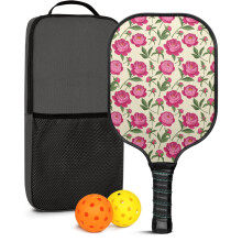 Floral Fiberglass Pickleball Paddles Set with 2 Balls & Bag, Compatible with Indoor/Outdoor Play