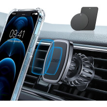 Suport magnetic pentru telefon auto, negru, cu 6 magneți puternici pentru
