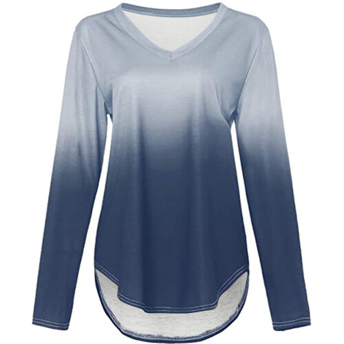 Damebluse med rund hals og lange ærmer 2