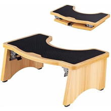 Tabouret de toilette en bois naturel, marchepied antidérapant de 18 cm.
