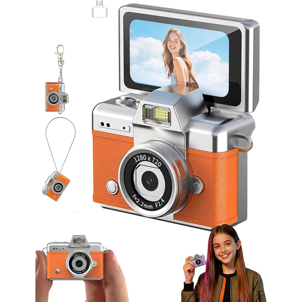 Mini Digital Camera 1080P, 1.47" Flip Lcd, Built-In Flash, 64Gb Card, Keychain Design For Travel & Vlog 9357860766807