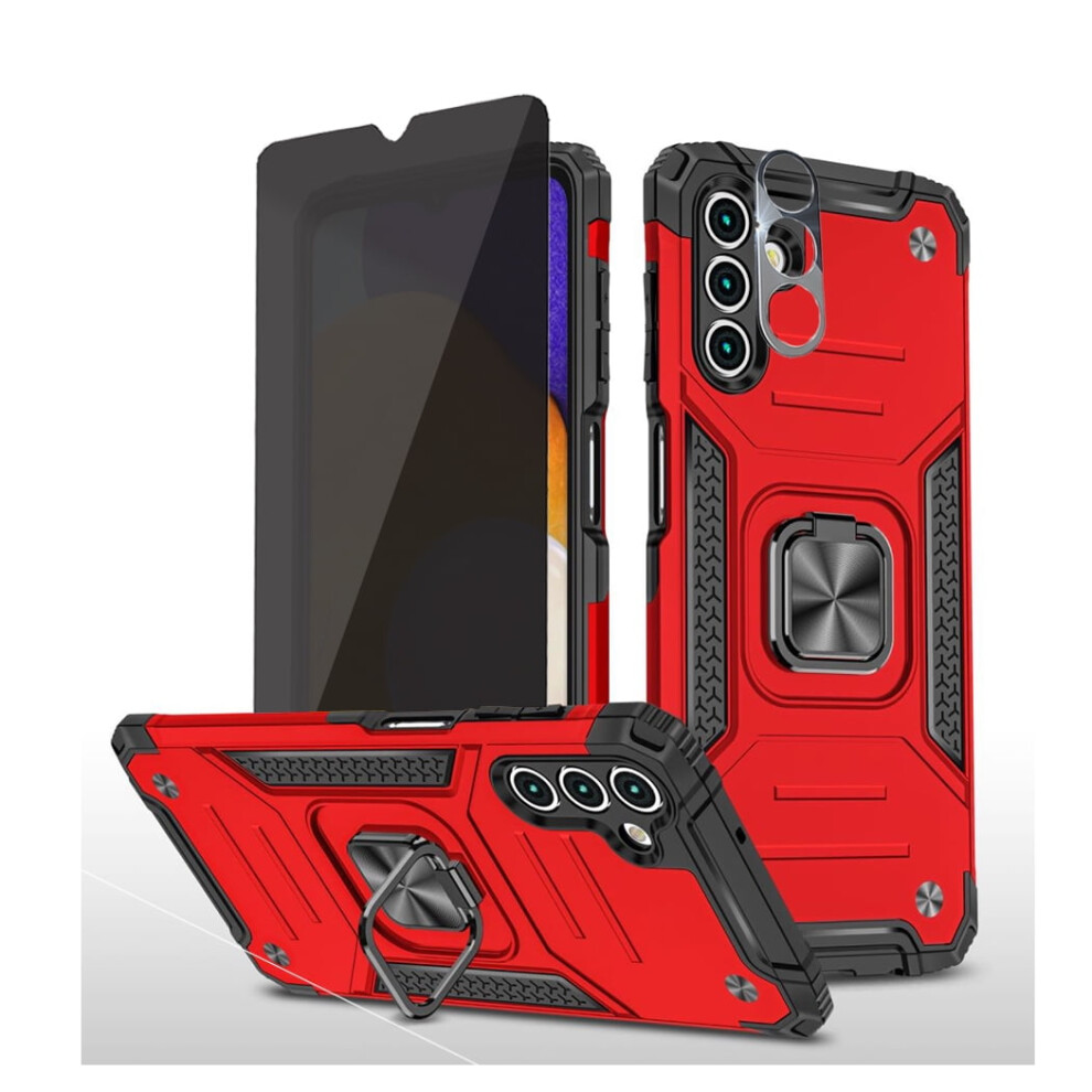Xhy Case For Samsung Galaxy A13 5G: Privacy Screen, Lens Protector, Magnetic Ring, Kickstand, Military-Grade Drop Protection Â Red 9357860766708