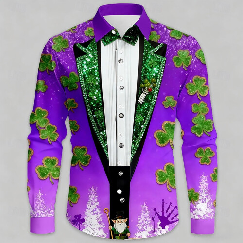 Långärmade blusar med digitaltryck för Saint Patrick's Day-motiv 1