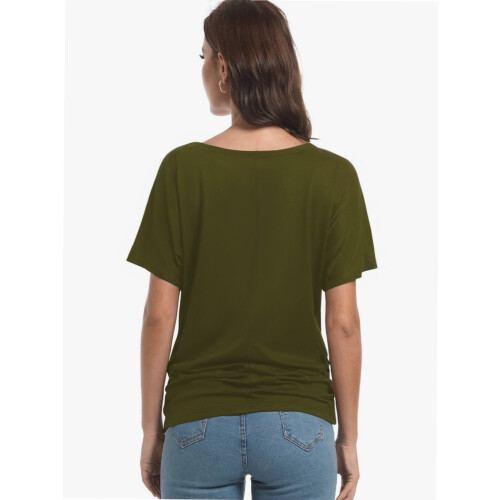 Γυναικεία Casual T-shirts Dolman με κοντομάνικα πουκάμισα, τοπ με βολάν και φαρδιά 1