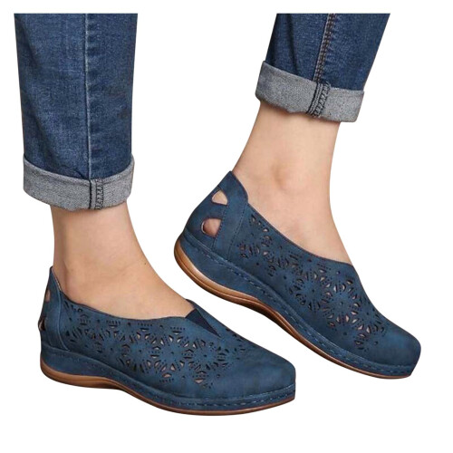 Scarpe basse da donna estive, modello slip-on, aperte in punta, traforate e traforate. 2