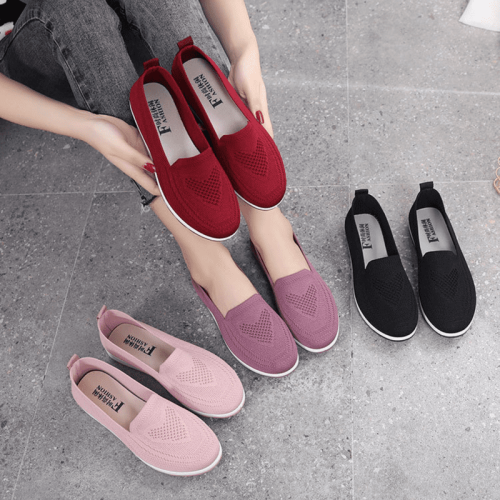 Γυναικεία Slip-On Loafers – Αναπνέοντα Flyknit, Ελαφριά, Αντιολισθητική Σόλα, Άνετα Casual Flats 1