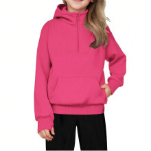 Mädchen-Langarm-Kapuzenpullover mit Reißverschluss, Fleece-Pullover für Kinder von 5-14 Jahren, geeignet für Schule und Freizeit