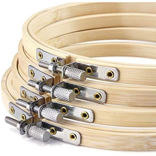 Conjunto de 12 bastidores redondos de madeira de 15 cm (6 polegadas) para bordado, artesanato e decoração de festas. 1