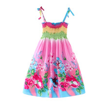 Babyjurkje voor peutermeisjes, zomerjurk met bloemenprint, mouwloos, strandjurkje met bandjes, prinsessenjurk voor 7-8 jaar.