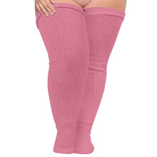 wozhidaoke Oberschenkelstrümpfe Damen einfarbig Übergröße Overknee-Baumwollstrümpfe extra lang extra dick Oberschenkelstrümpfe hohe Strümpfe