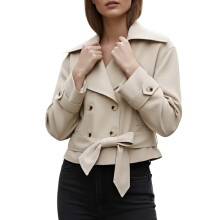 Abrigos de invierno cortavientos para mujer, chaqueta anorak de manga larga con cinturón, cortavientos ligero, abrigo para exteriores informales.