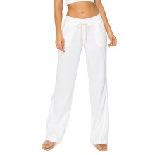 Cali1850Damskie spodnie lniane na co dzień, 32-calowy wewnętrzny szew, ściągacz w talii Oceanside, spodnie plażowe, z kieszeniami