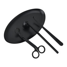 Candle Care Set 4in1 Stainless Steel Wick Trimmer Snuffer Dipper Tray Black Gift