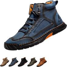 Surastep Men's Handmade Genuine Leather Waterproof Work Boots, Wide Toe Box & Arch Support, Non-Slip Outdoor Shoes – Compatible with All-Day Wear