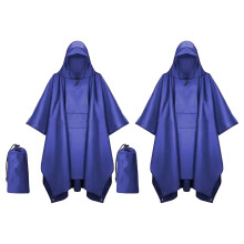 Poncho de lluvia GJX2Pcs, 100% impermeable, con revestimiento de PU, para adultos. Ponchos extragrandes para exteriores con bolsillos grandes