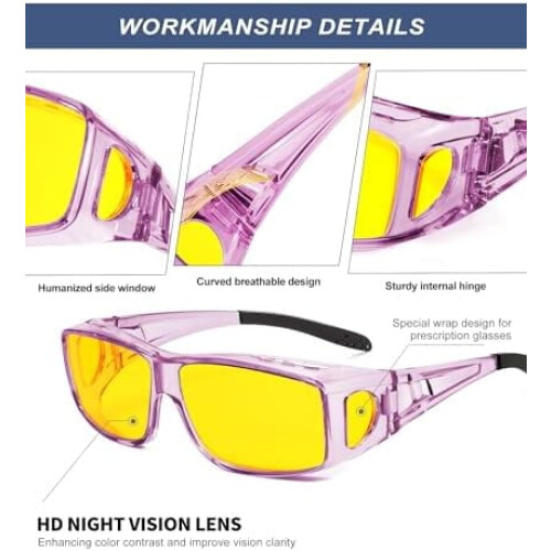 Γυαλιά νυχτερινής όρασης Fit-Over-Glasses Γυαλιά περιτύλιξης: Αντιθαμβωτικά γυαλιά 2