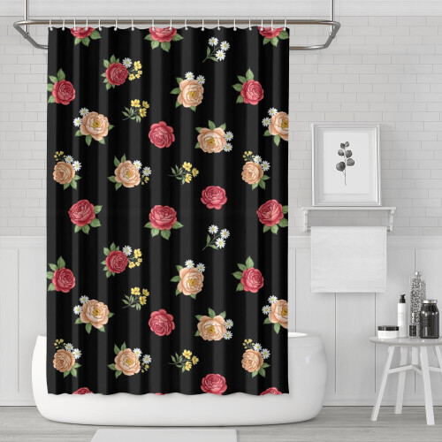 Douchegordijn met bloemenprint, 72" x 72", waterdicht polyester