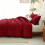 Queen Comforter Set Dark Red 3-Piece Quilted 6
