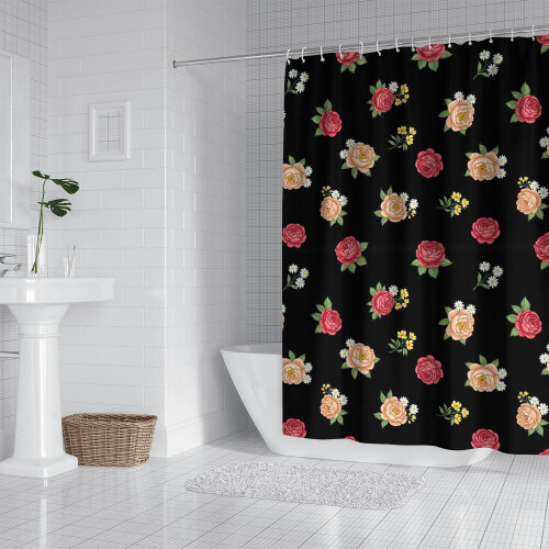 Douchegordijn met bloemenprint, 72" x 72", waterdicht polyester 1