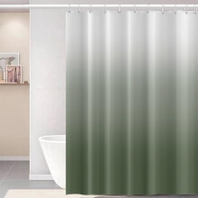 Ombré-Duschvorhang-Set in Grün, 183 x 213 cm, moderner Farbverlauf Grau-Grün, wasserdicht, Boho-Stil, einfarbig, inklusive Haken, kompatibel mit