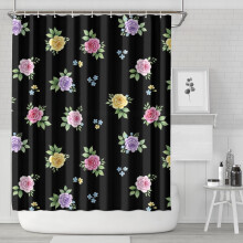 Douchegordijn met Pioneer bloemenprint, 84"x72", decoratieve douchegordijnset voor de badkamer met 12 haken, waterdicht en wasbaar.