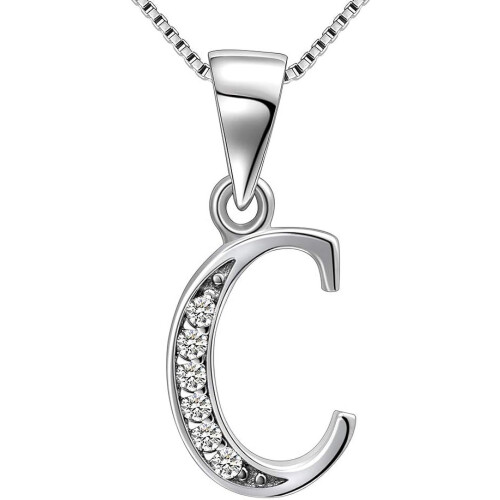 925 Sterling Silver Initial Pendant Necklace 18 inch