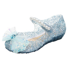 Girls Sandals Closed Toe Non- Soft Sole Glitter Bowknot Hook And Loop Princess Jelly Shoes Child Comfort Vacation Sandal,Blue,9.5-10 Years