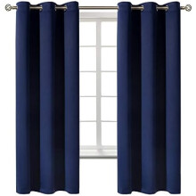 Navy Blackout Curtains 42x63 in, Thermal Insulated, Light Blocking, Grommet Top, Set of 2 – Compatible with Kids' Bedrooms