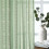 Light Green Linen Sheer Curtains Sage Floral Pattern 84 inch 6