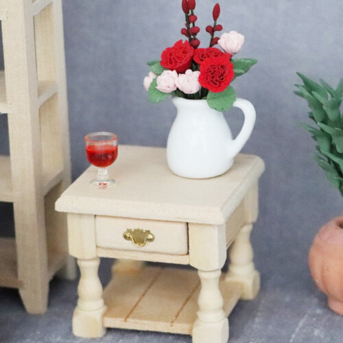 Mini bedside table vintage solid wood night stand 1