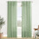 Light Green Linen Sheer Curtains Sage Floral Pattern 84 inch 2