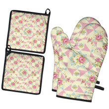 Juego de 2 manoplas de horno con estampado floral (7,7 x 12 pulgadas)