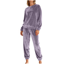 Tacar Pitseámaí Flanail 2 phíosa do Mhná, Éadaí Codlata Teirmeacha Lomra Bog, Bríste le Coim Leaisteach, 95% Poileistear, S-2XL, Ag luí le