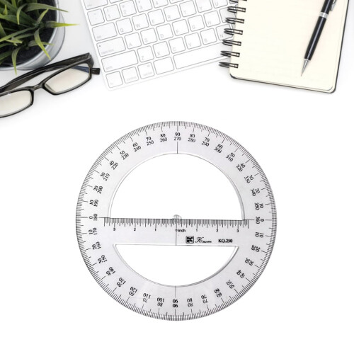 Round Protractor Ruler Plastic Math Measuring Tool Full Center Angle Protractor 1