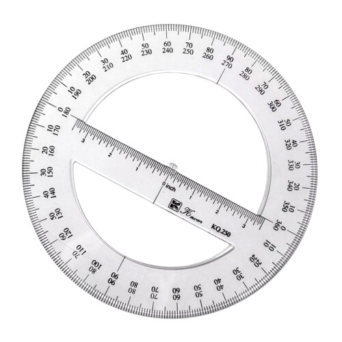 Round Protractor Ruler Plastic Math Measuring Tool Full Center Angle Protractor