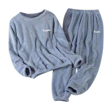 Dames fleece pyjamaset, winter warm, effen flanel met