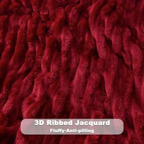 Manta King Flanela Fleece Vermelha com Textura Canelada 90x110 polegadas 2